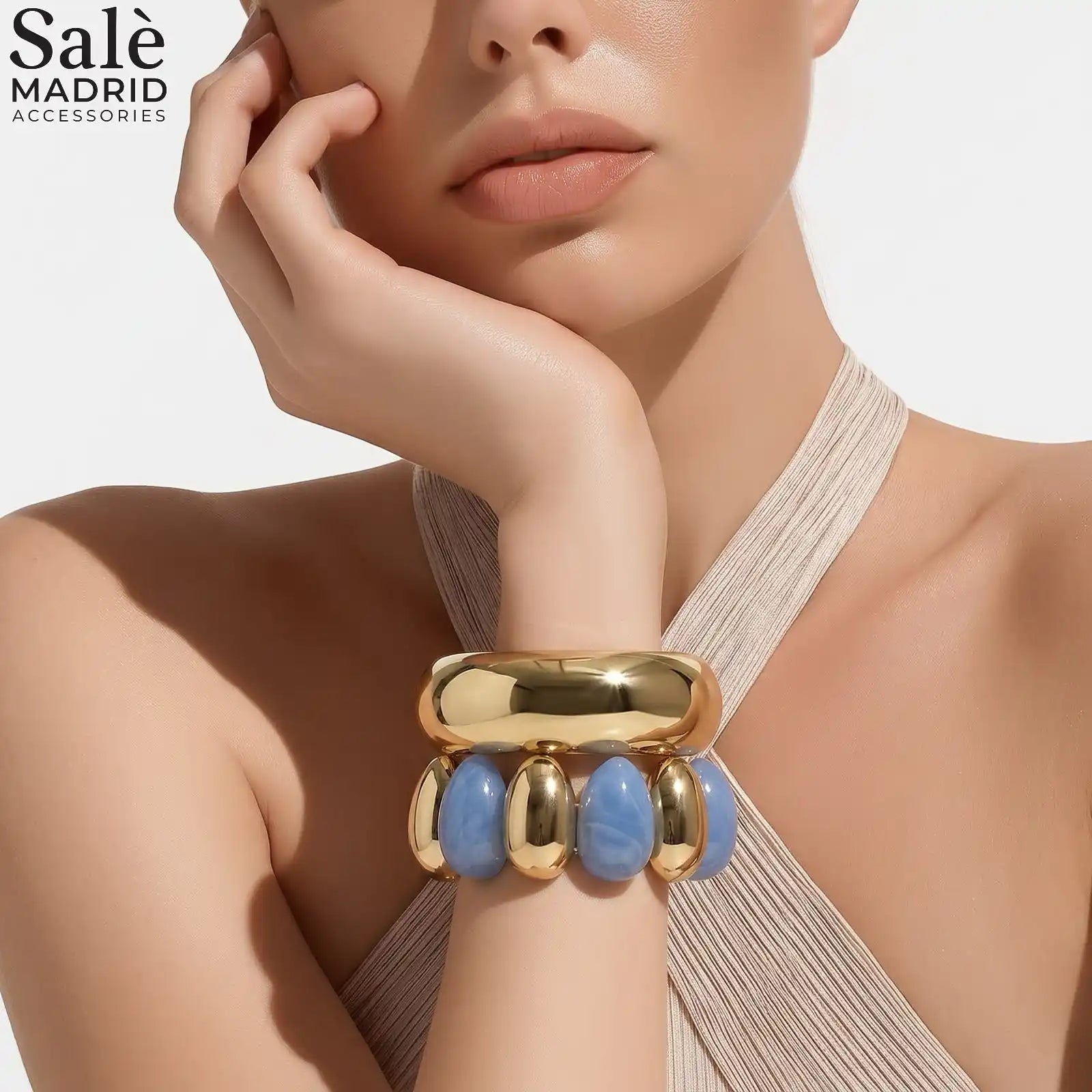 Bracelet set gold and blue 00769