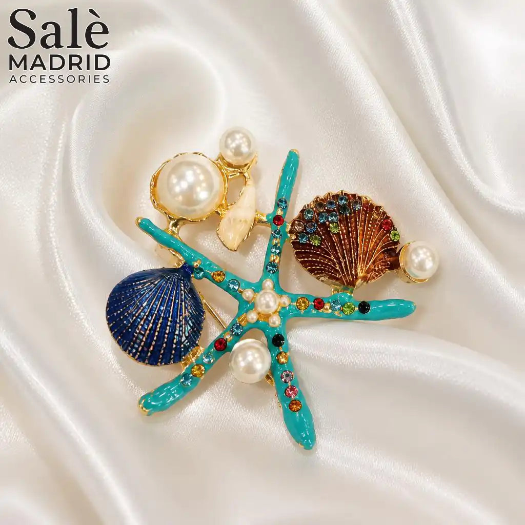BROOCH STARFISH & SEASHELLS