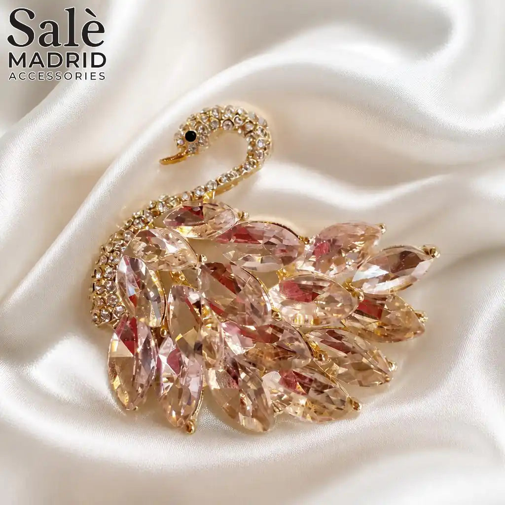 BROOCH RAINBOW CRYSTAL SWAN