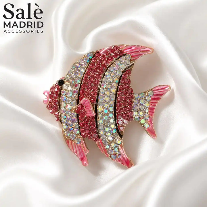 Turquoise Crystal Angelfish Brooch