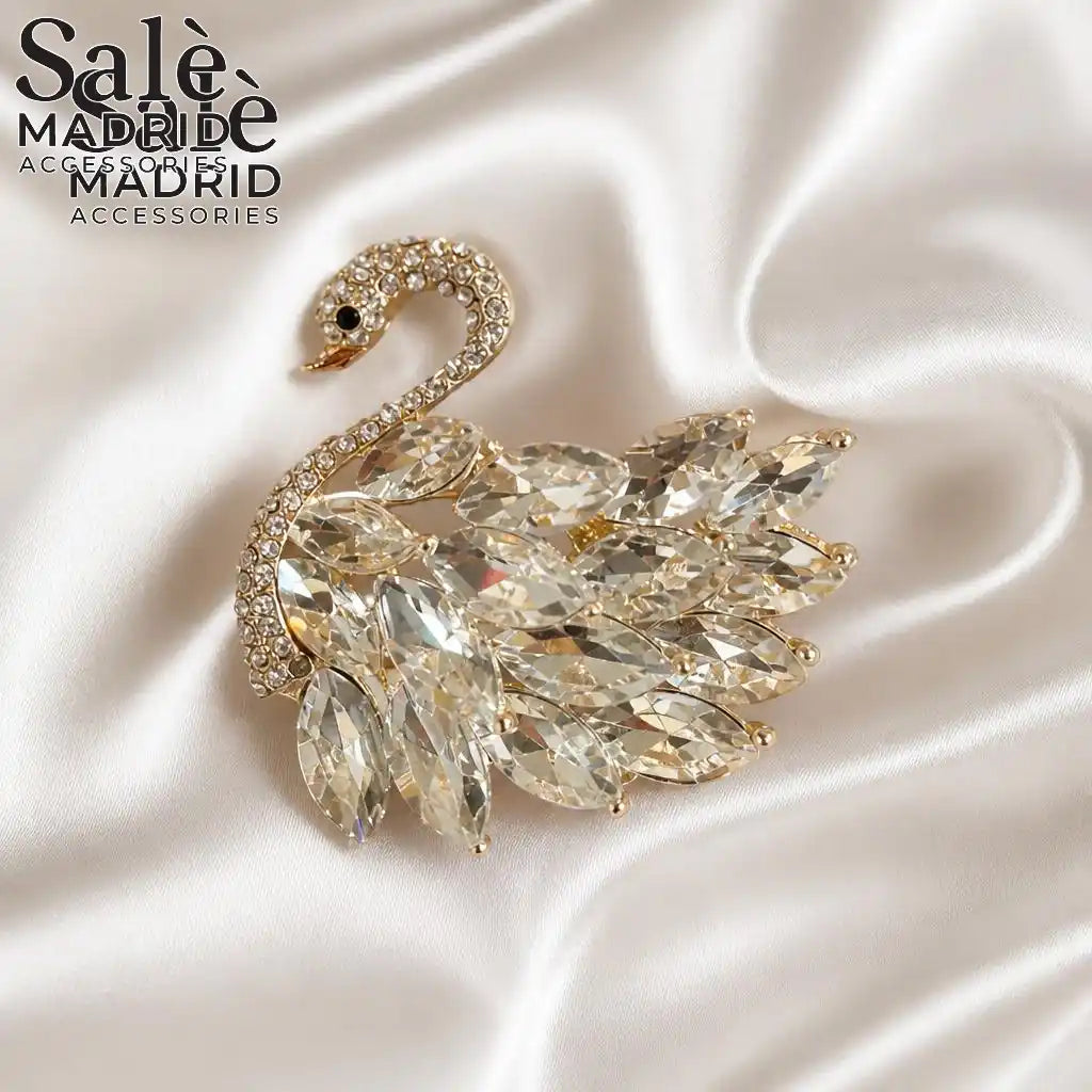 BROOCH RAINBOW CRYSTAL SWAN