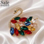 BROOCH RAINBOW CRYSTAL SWAN