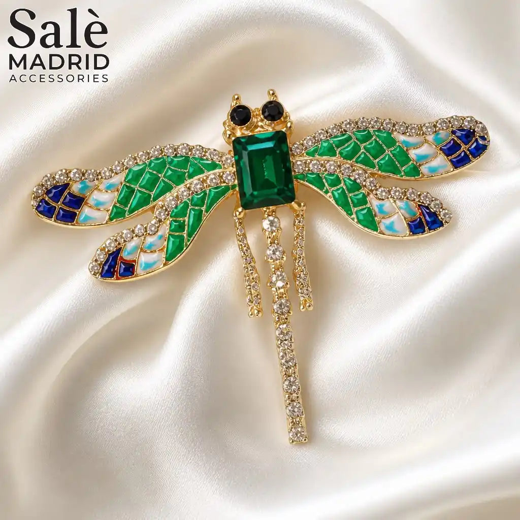 BROOCH MOSAIC DRAGONFLY CRYSTAL