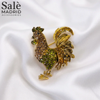BROOCH ROOSTER PERIDOT GOLD