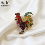 BROOCH ROOSTER PERIDOT GOLD
