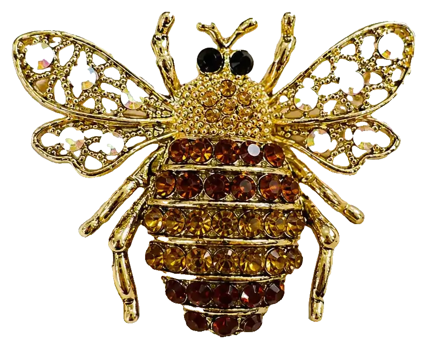 Amber Crystal Bee brooch