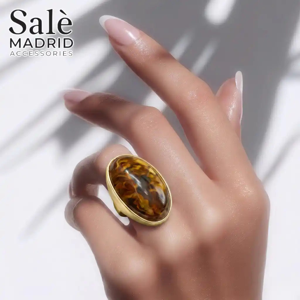 Elastic Line Ring Medium KC Gold